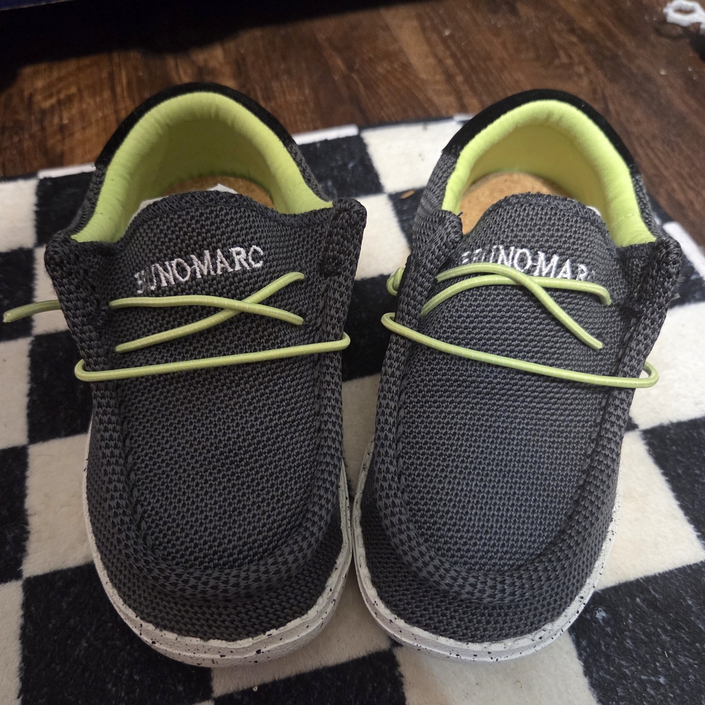 Kids Gray and Green Shoes